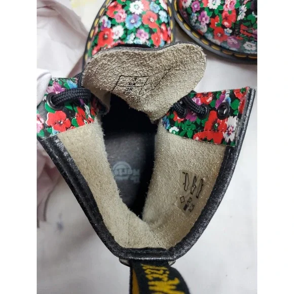 Dr. Martens 1460 Pascal Floral Mash Up Combat Boots Women Sz 5 Leather Lace Up - Picture 10 of 12
